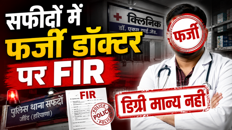 सफीदों में कथित फर्जी होम्योपैथी प्रैक्टिस पर FIR, दो चिकित्सक नामजद